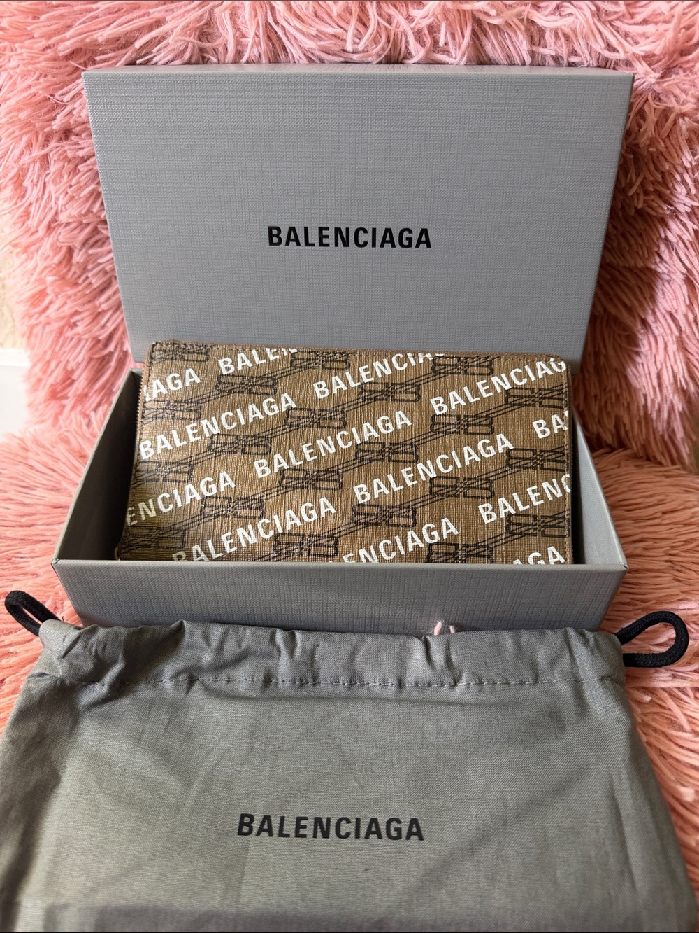 Balenciaga BB monogram cash continental long wallet.